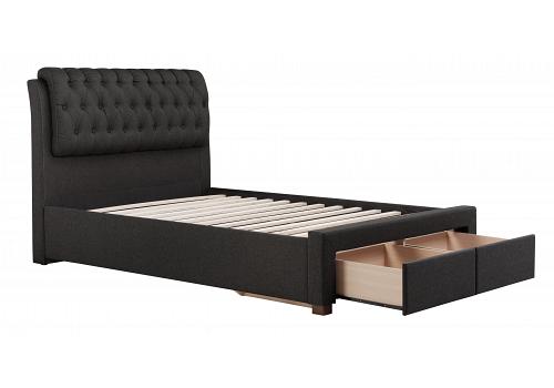 5ft King Size Valentine Charcoal fabric upholstered 2 drawer storage bed frame 1